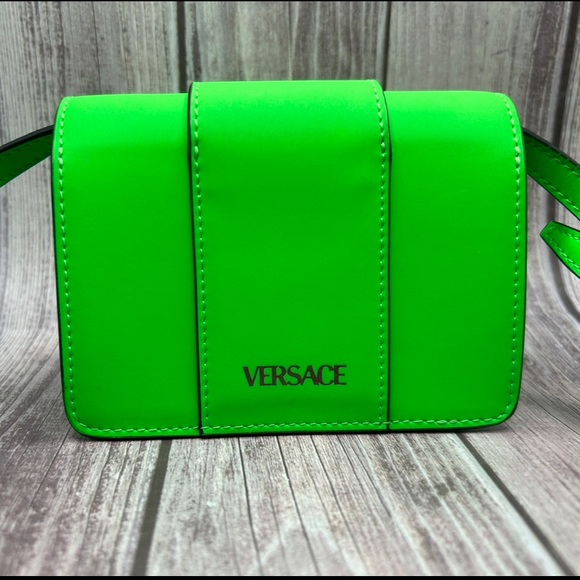 SOLD❤️ VERSACE Medusa Mini Bag Neon Lime Green Leather RFID + COA - Picture 5 of 16